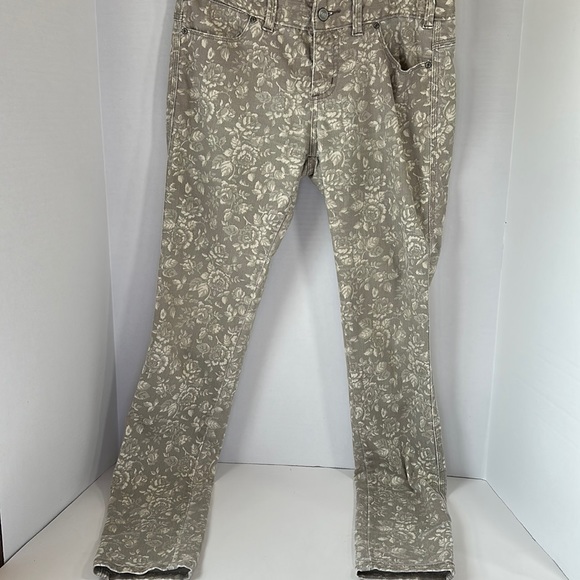 Free People Denim - Free people tan floral jeans size 26 boho